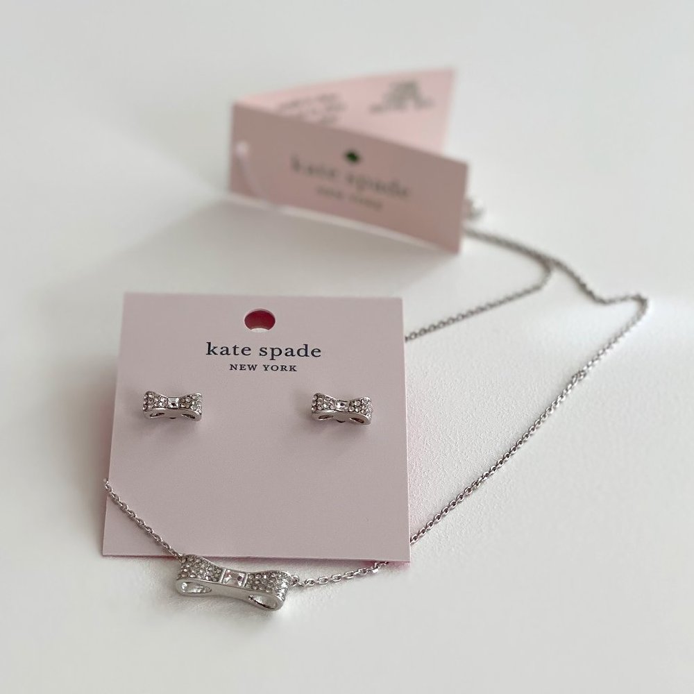 Kate Spade Ready Set Bow Necklace + Earrings Set